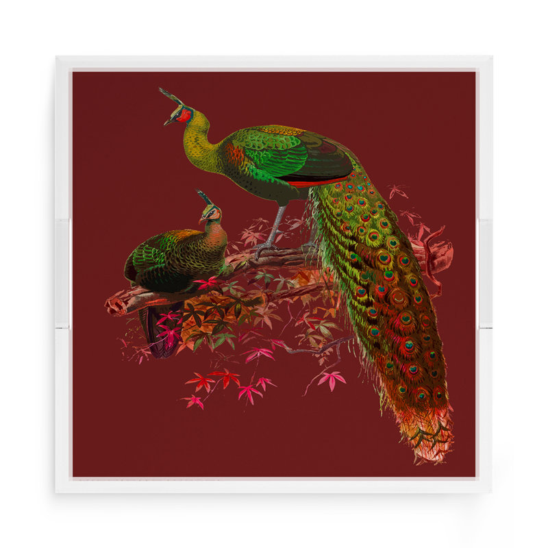 Plateau décoratif carré Family Pheasants, L 15 po x P 15 po x H 2 po, Érable