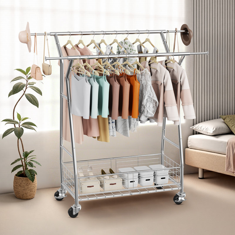 Adjustable Rolling Clothing Rack