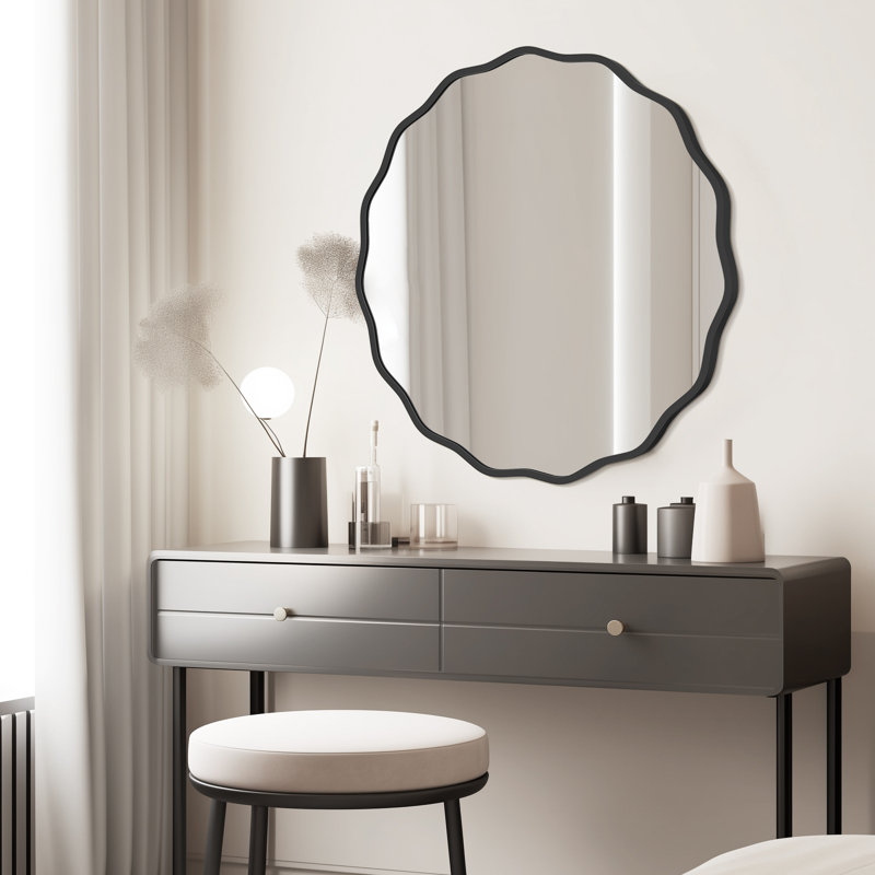 Miroir Elegant, Noir, noir, noir, noir, 28 po x 28 po