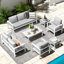 Charlsa Power Coated Aluminium 9 - Person Seating Group with Cushions-2116997050-2116117117