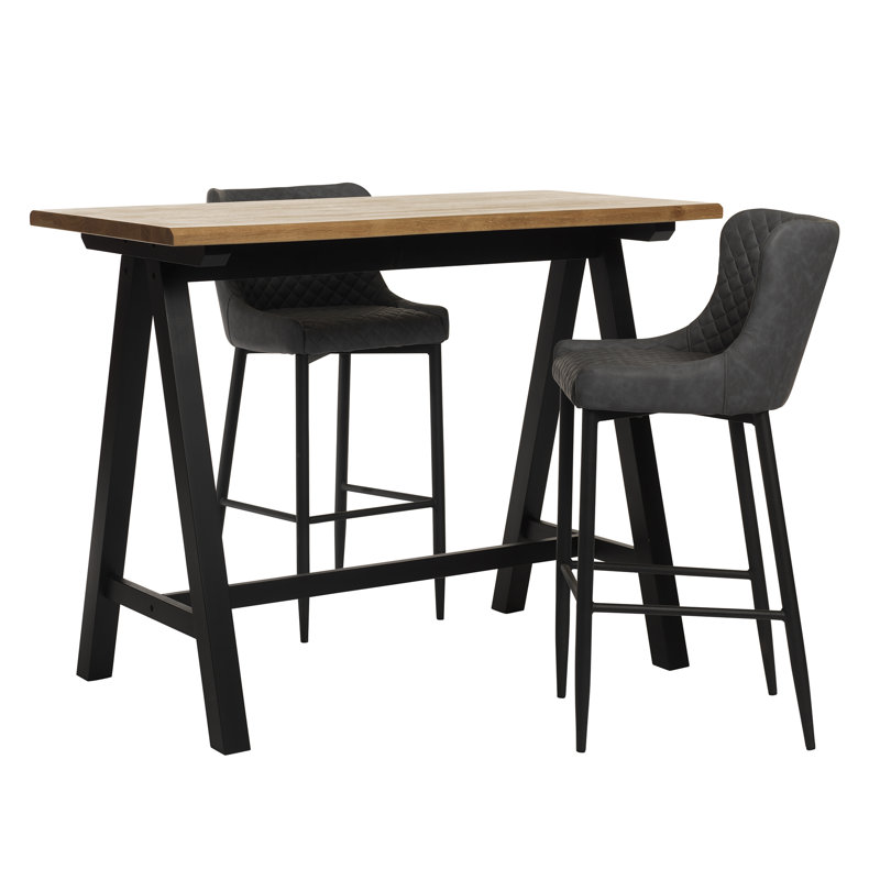 Melendy Upholstered Counter Stool with Metal Frame, Grey Pu