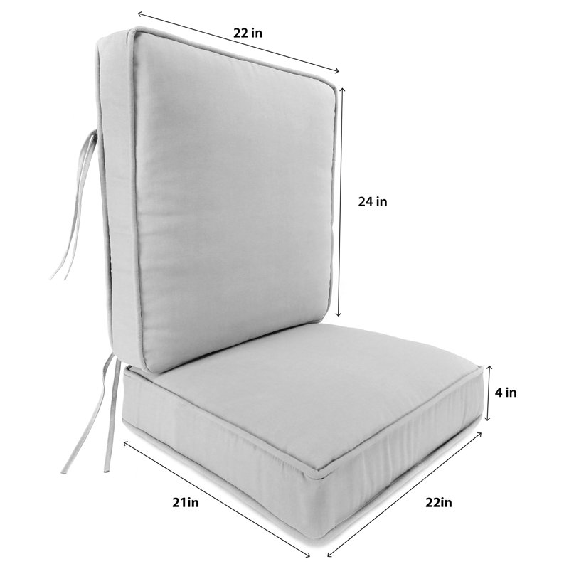 22 in x 45 in Outdoor Deep Seat Cushion Set with Ties, Canvas Teal