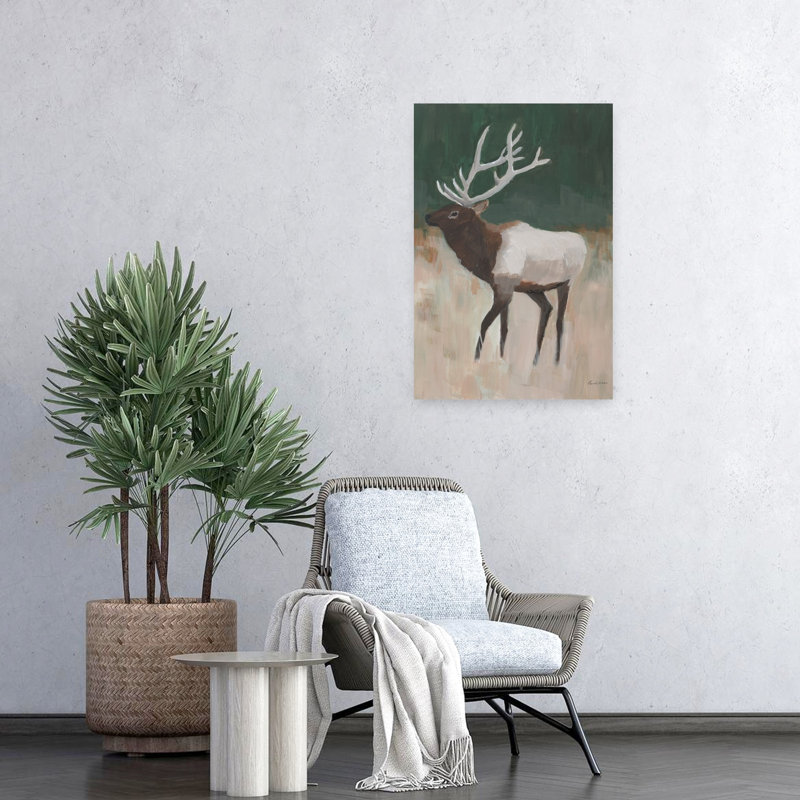 Elk Country, art animalier abstrait contemporain, H 24 po x l 16 po