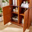Armoire de rangement combinée 3 en 1 Farmhouse, bibliothèque en panneau de fibres à densité moyenne à grain de bois 3D, casiers de présentation ouverts et armoires fermées avec tablette réglable, bibliothèque librement combinable pour le bureau d'étude du salon-756201069