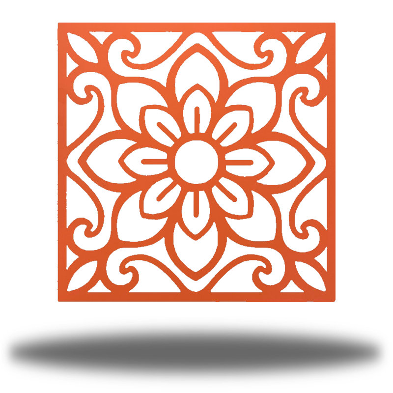 Traditional Plants & Flowers Wall Decor on Metal, 30" H x 30" W x 0.06" D, Orange