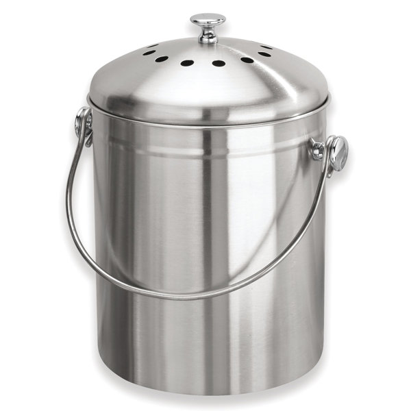 SHCKE Compost Bin Stainless Steel Kitchen Compost Bucket for Kitchen  Countertop Odorless Compost Pail for Kitchen Food Waste with Carrying  Handle 1.3 Gallon Easy to Clean 