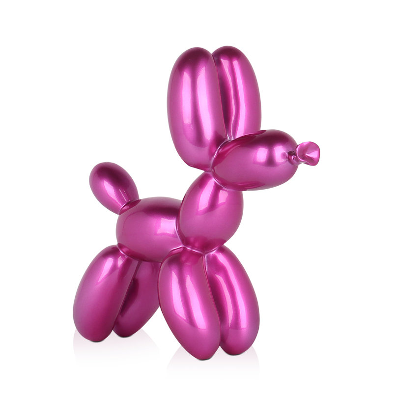 Dog Balloon Large Resin Statue, 46cm H x 50cm W x 18cm D, Purple