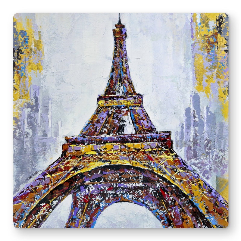 Abstract Paint Splash Eiffel Tower | Contemporary Metal Print