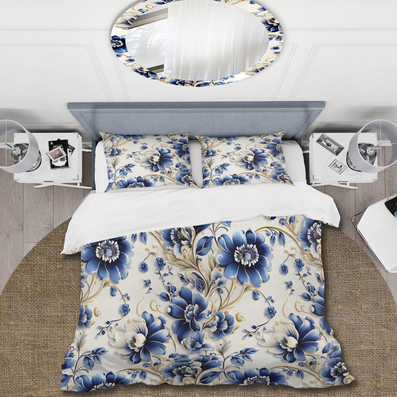 Ensemble de housse de couette Cobalt, Housse de couette pour grand lit et 2 taies décor