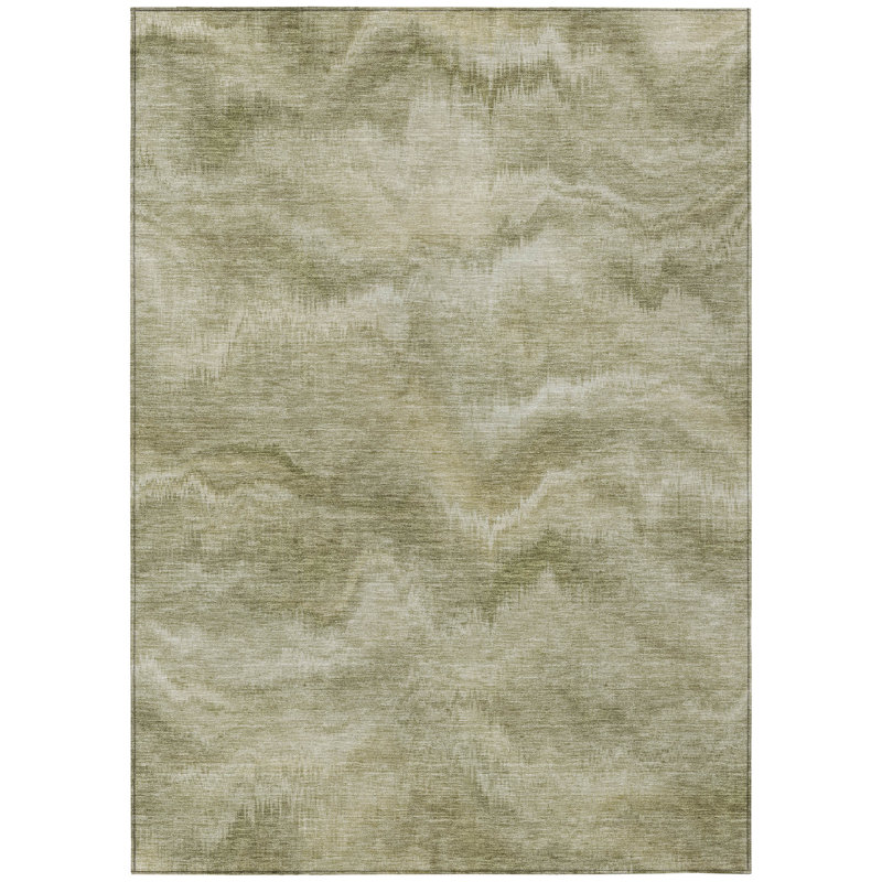 Tapis intérieur lavable abstrait 10 pi x 14 pi sauge et ivoire