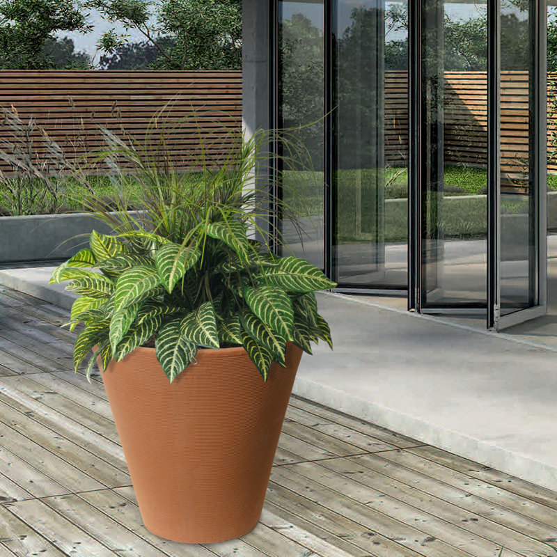 Strafford Self Watering Ribbed Pot Planter, Terra Cotta, 20" H x 20" W x 20" D
