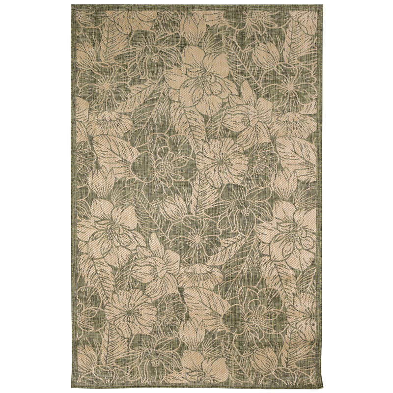 Carmel Botanical Indoor/Outdoor Rug in Green, Rectangle 4'10" x 7'6"