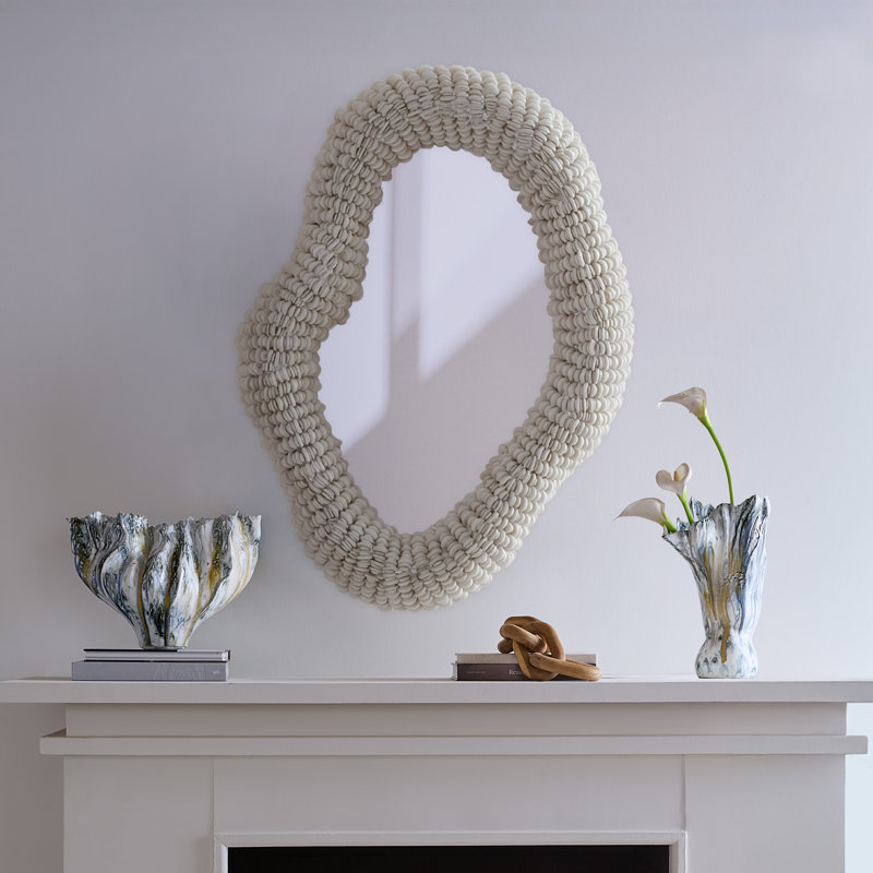 Amoeba Wood Beaded Wall Mirror