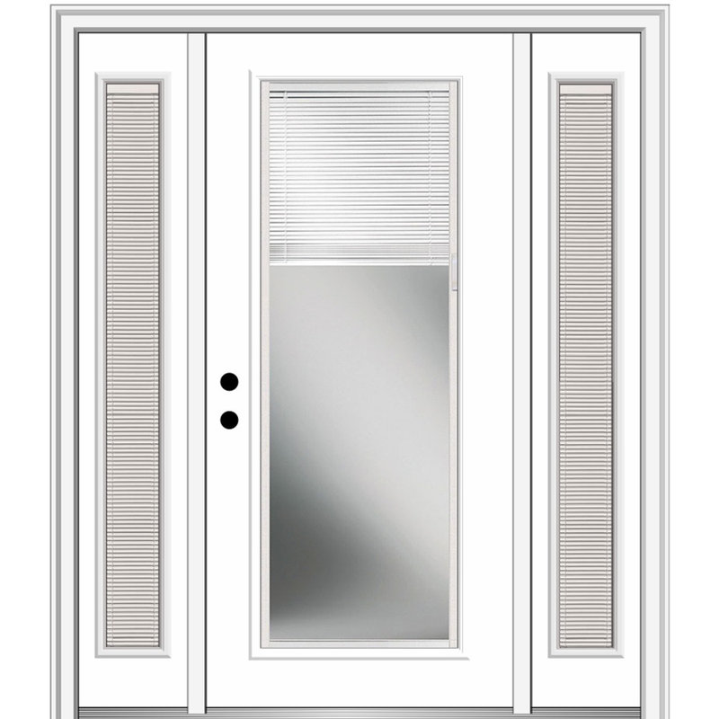 Porte d'entrée pré-suspendue en fibre de verre préfinie lisse, H 80 po x l 60 po x P 1,75 po