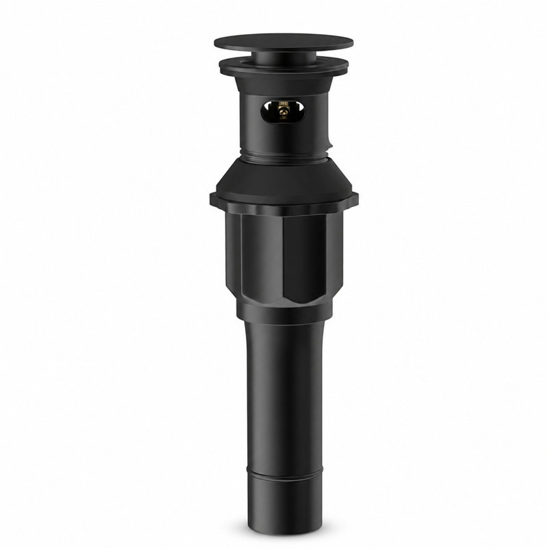 Bonde escamotable en acier inoxydable avec trop-plein, Noir mat