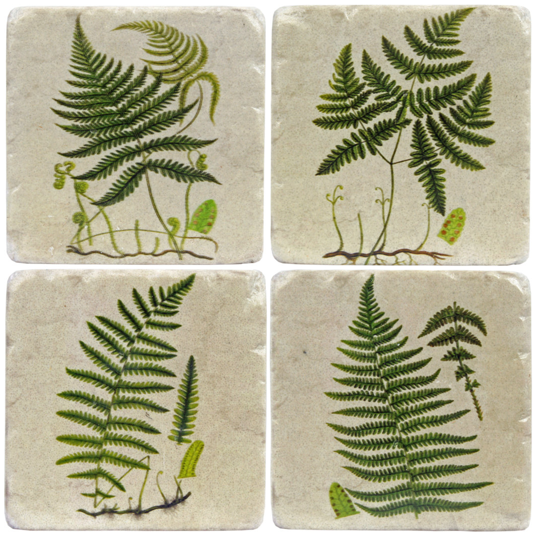 Ceramic Square 4 Piece Coaster Set