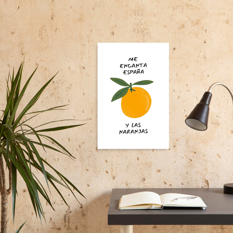 Spanish Orange Love Abstract Contemporary Fruit Landscape Wall Art Print 1 Piece Wrapped Canvas Wall Art