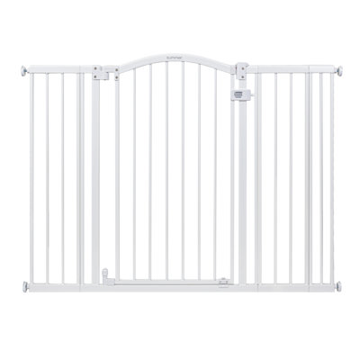 Extra Tall & Wide Safety Pet and Baby Gate, 29.5"-53" Wide, 38" Tall, Pressure or Hardware Mounted, Install on Wall or Banister in Doorway or Stairway, Auto Close Walk-Thru Door - White