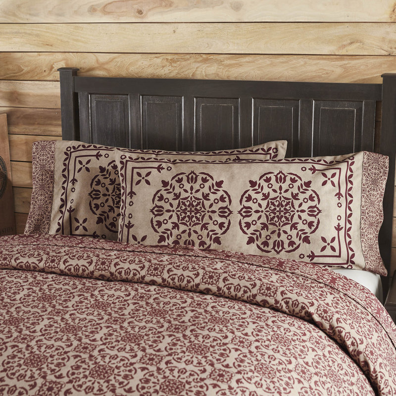 Ensemble de taie d'oreiller pour chambre d'amis en mélange de coton 2 pièces Custom House, Très grand, Bourgogne