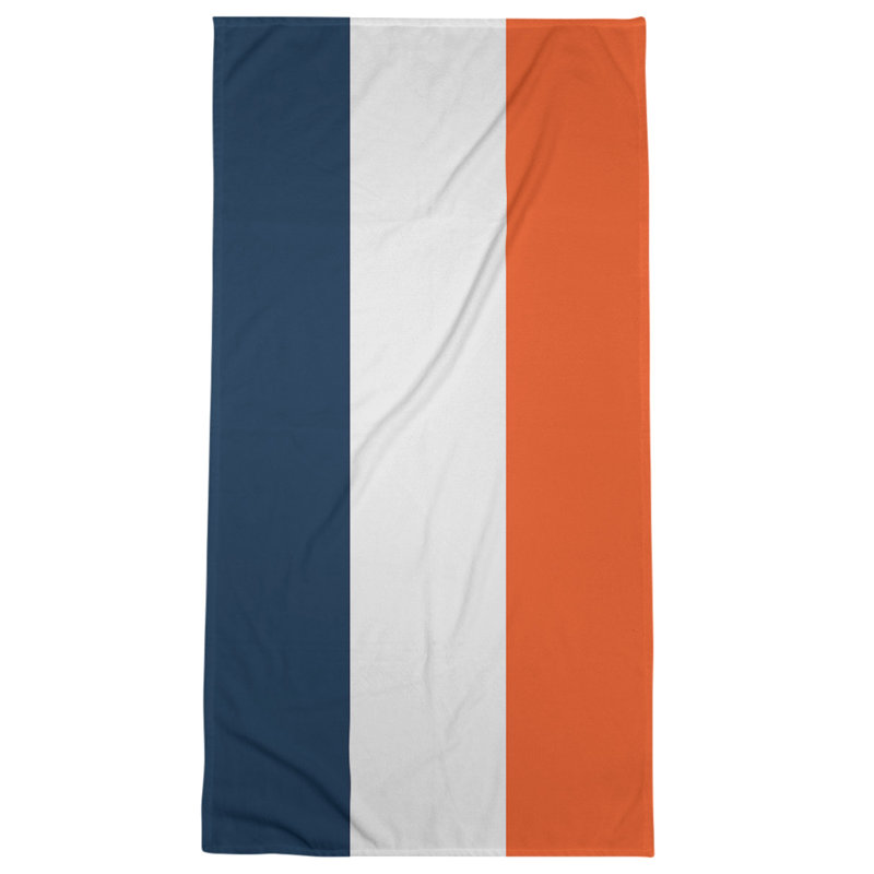 Bath Towel, Blue/Off White/Orange
