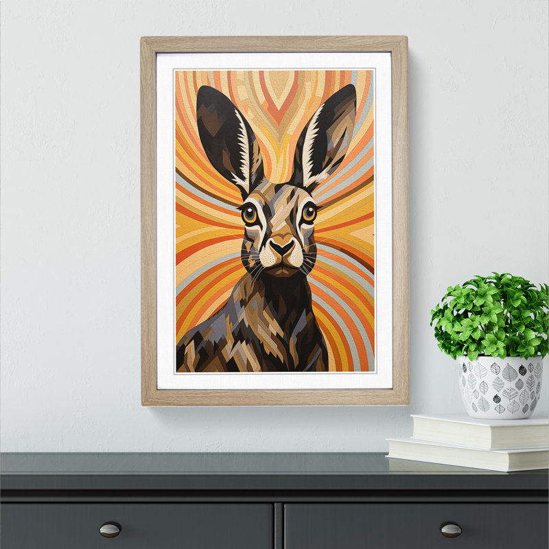 Hare Op - Single Picture Frame Print on Wood, 34cmH x 25cmW
