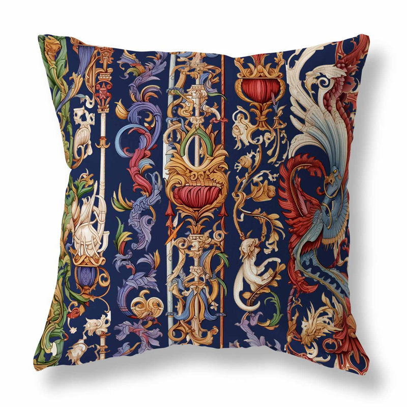 Flamewind Freesia Outdoor Reversible Throw Pillow, Blue/Red, 20" H x 20" W