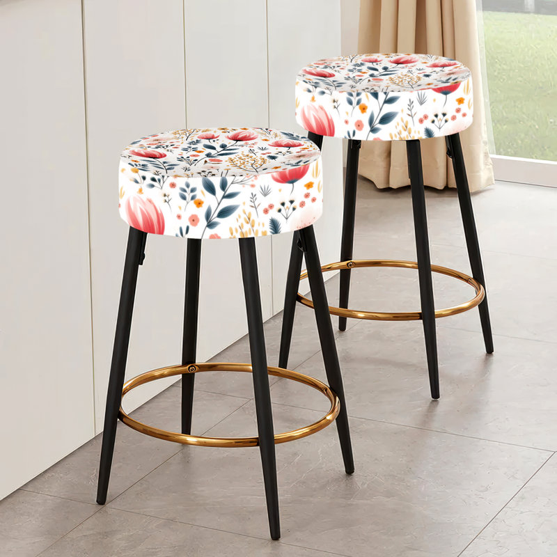 Ensemble de 2 tabourets de bar rustiques roses