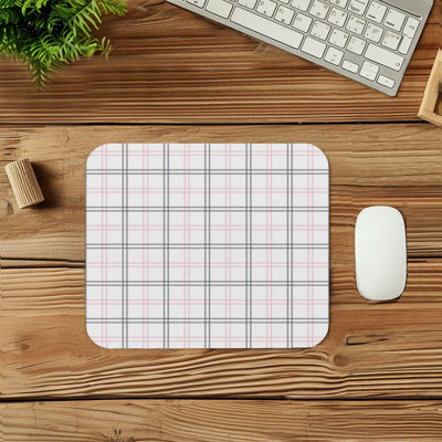 Pink Plaid Dreams VIII Modern Gaming Cute Office Laptop Desk Pad Gift Mat Square Rectangle Non-Slip Mousepad