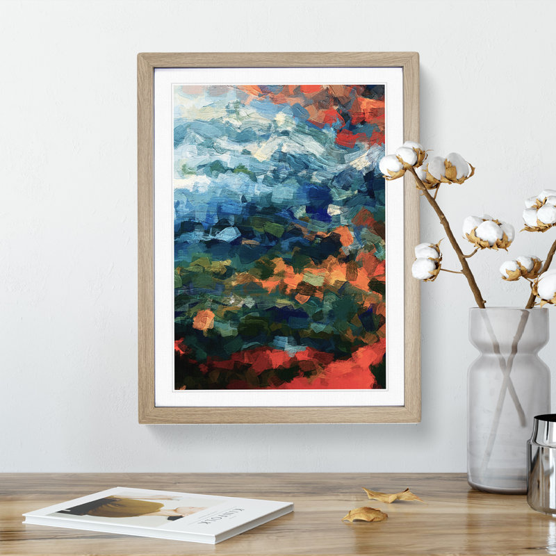 Welcome To The Angels Abstract - Single Picture Frame Print, 34cm H x 25cm W x 2cm D, Oak Framed