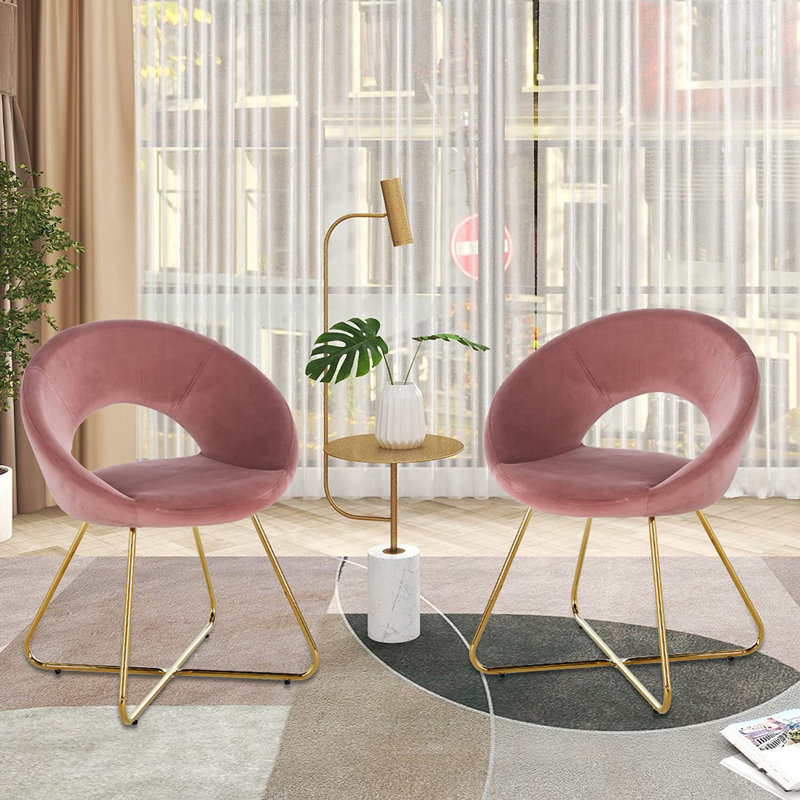 Fauteuil d'appoint moderne en velours, ensemble de 2 fauteuils rembourrés, fauteuil confortable