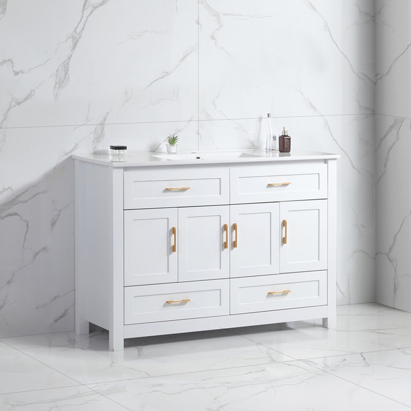 Meuble-lavabo 48 po avec lavabo en céramique, Blanc