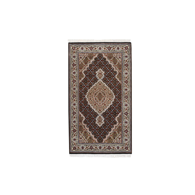 Tapis oriental rectangulaire noir en laine noué à la main 3 pi 2 po x 5 pi 6 po - MOA10262533