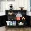 Armoire à café avec tablettes intérieures réglables et 2 portes, buffet noir pour la cuisine ou le salon, construction, l 41,75 po x P 17,75 po H 35,5 po.