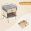 Table de chevet à 3 niveaux avec plateau en faux marbre gris antique et tablette ouverte-887051210