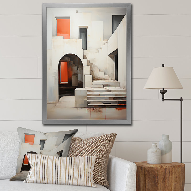 Minimalisme met l'accent sur la simplicité des escaliers III sur toile, H 20 po x l 12 po x P 1 po, Cadre photo argenté