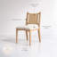 Chaises de salle à manger rembourrées en chêne brut, dossier en jonc de mer et siège en bouclette, ensemble de 4-393645266-429227816