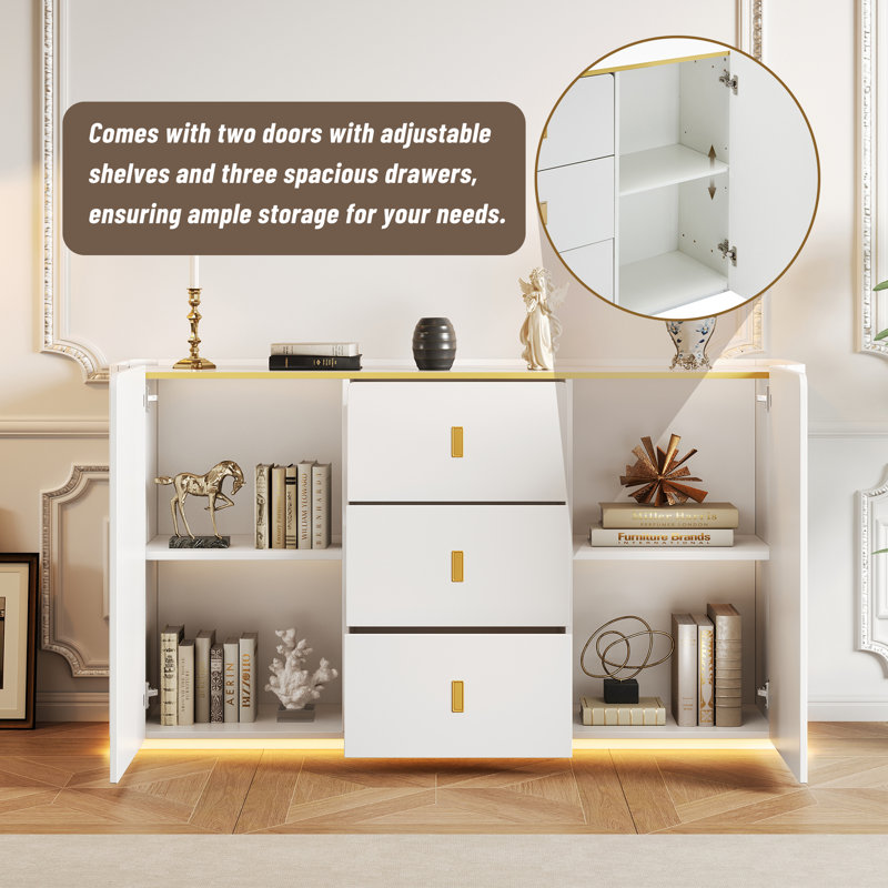 Alizon 150 cm LED Sideboard with 2 Doors and 3 Drawers