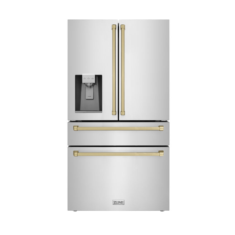 ZLINE Autograph Edition 36 in. Counter-Depth Refrigerator with Traditional Handles, Champagne Bronze