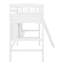 Lit mezzanine avec tablettes de rangement, bureau et échelle-144060315