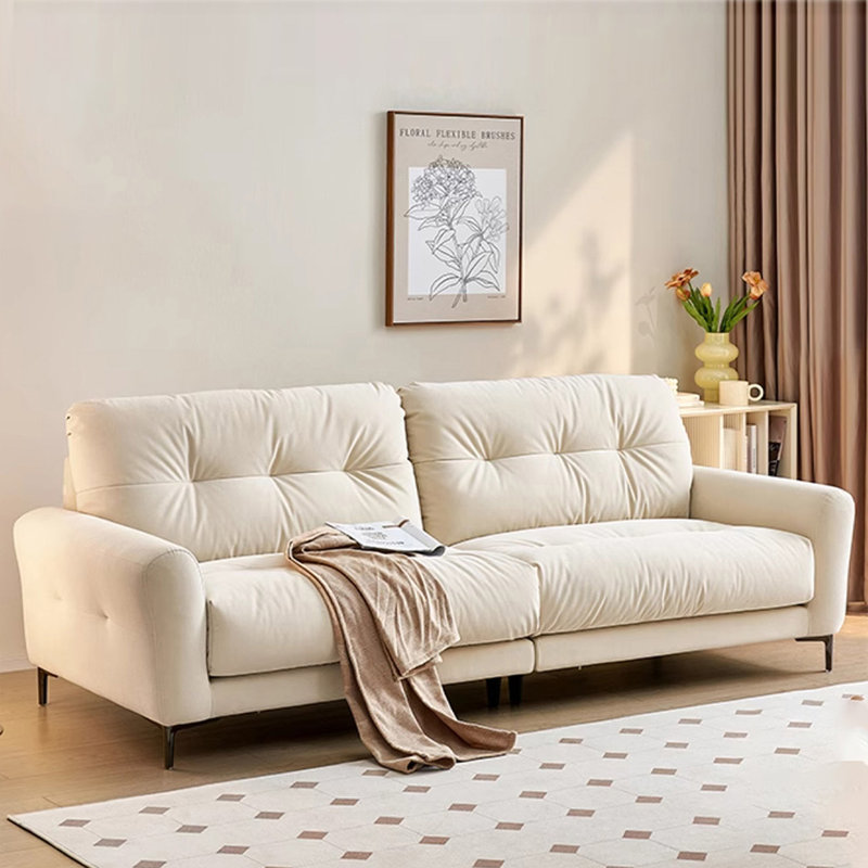 Canapé modulaire moderne en polyester blanc crème, H 33,86 po x l 93,7 po x P 36,61 po, 3