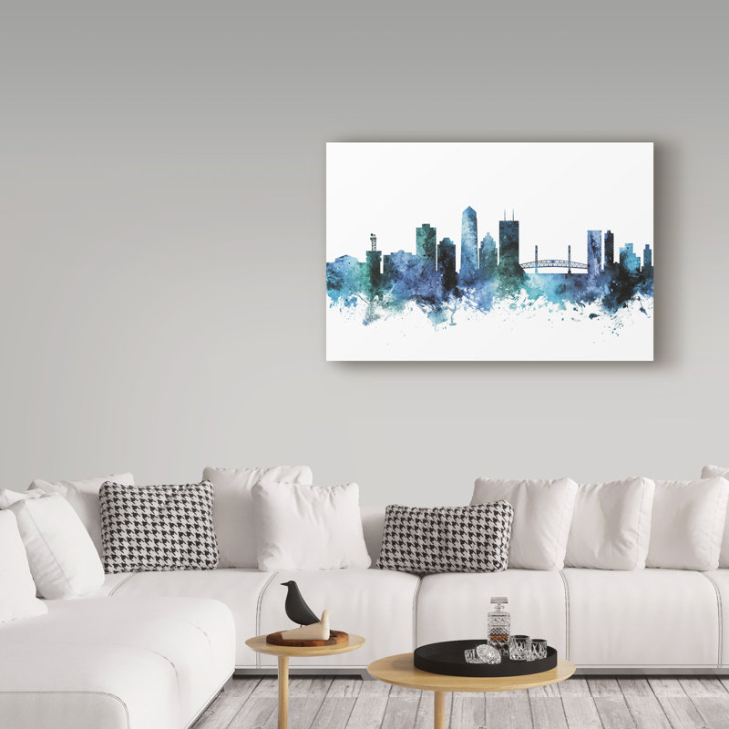 « jacksonville floride blue blue horizon », reproduction d’impression sur toile tendue, H 12 po x l 19 po x P 2 po
