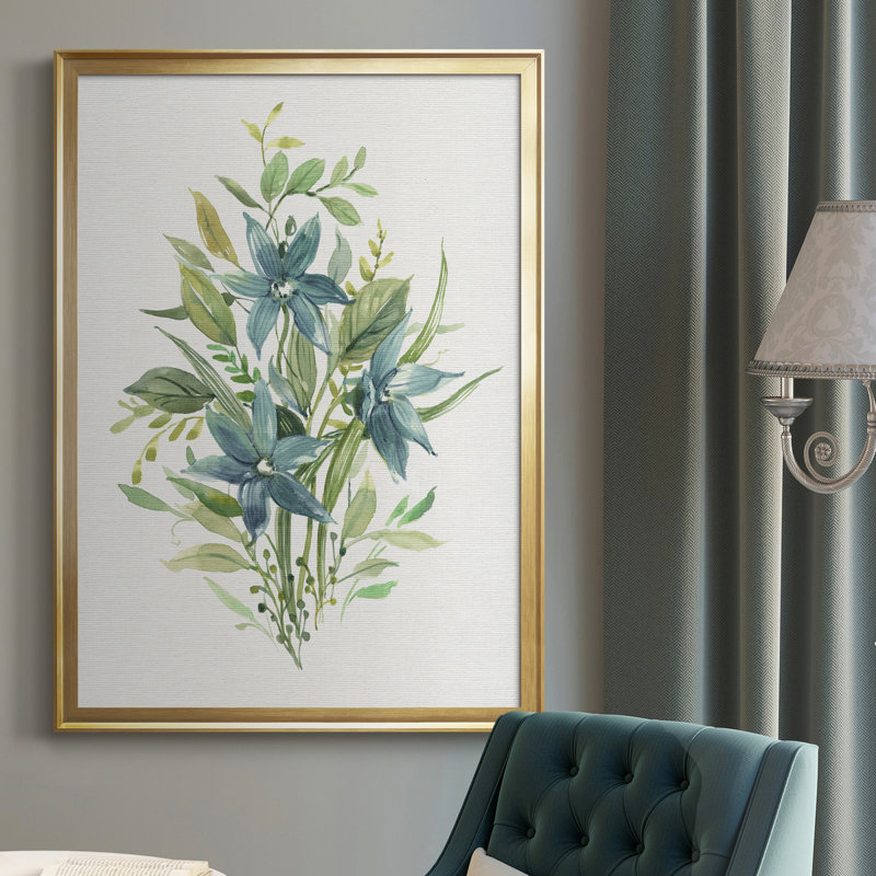«Greenery I» - Peinture sur toile encadrée, Or, H 26,5 po x l 36,5 po x P 1,5 po