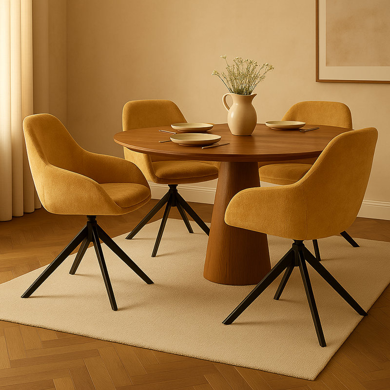 Oslo Modern Dining Chair with Black Metal Legs – Sleek Contemporary Design & Comfortable Seating, Yellow