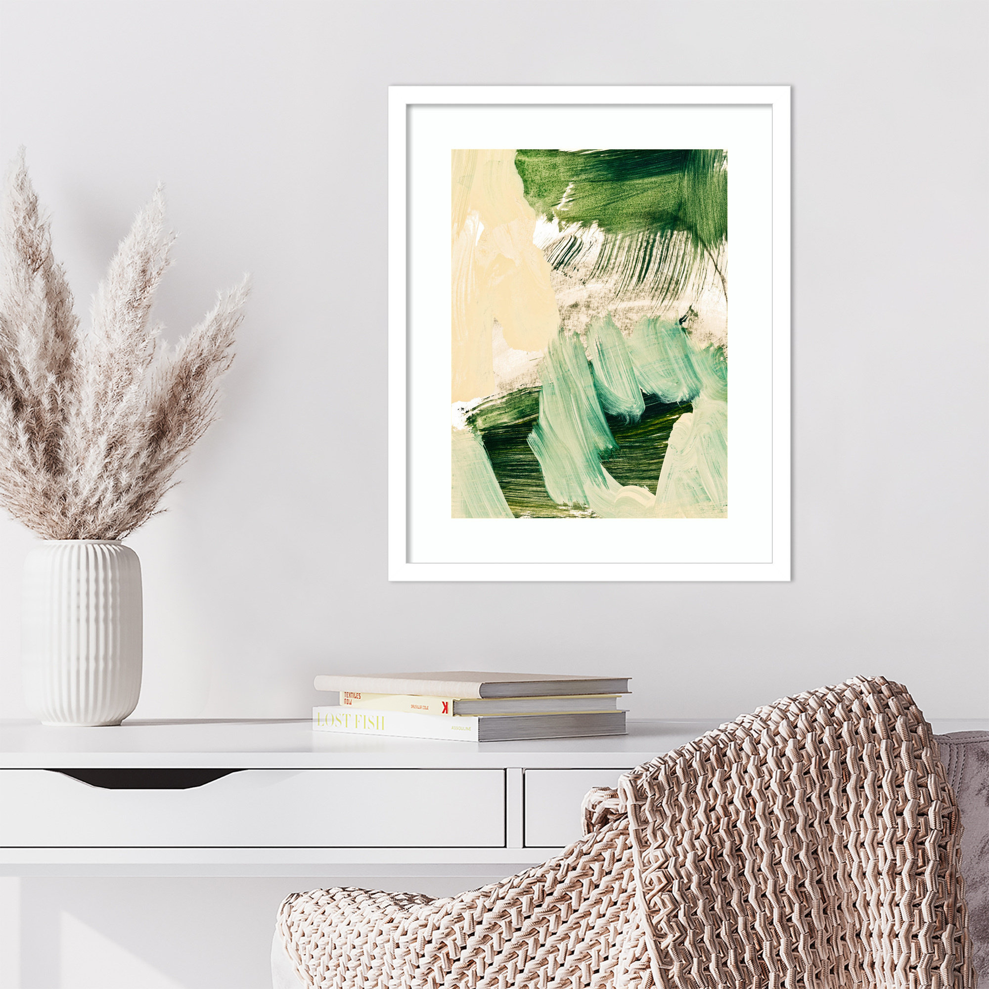 Minimalist Painting 09 by Iris Lehnhardt Wood Framed Wall Art Print, White Framed, 21" H x 17" W