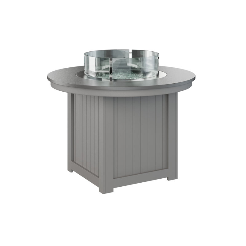 Foyer de table rond Berlin Donoma, H 37 po x l 44 po x P 44 po, Plateau martelé en acier inoxydable avec base gri