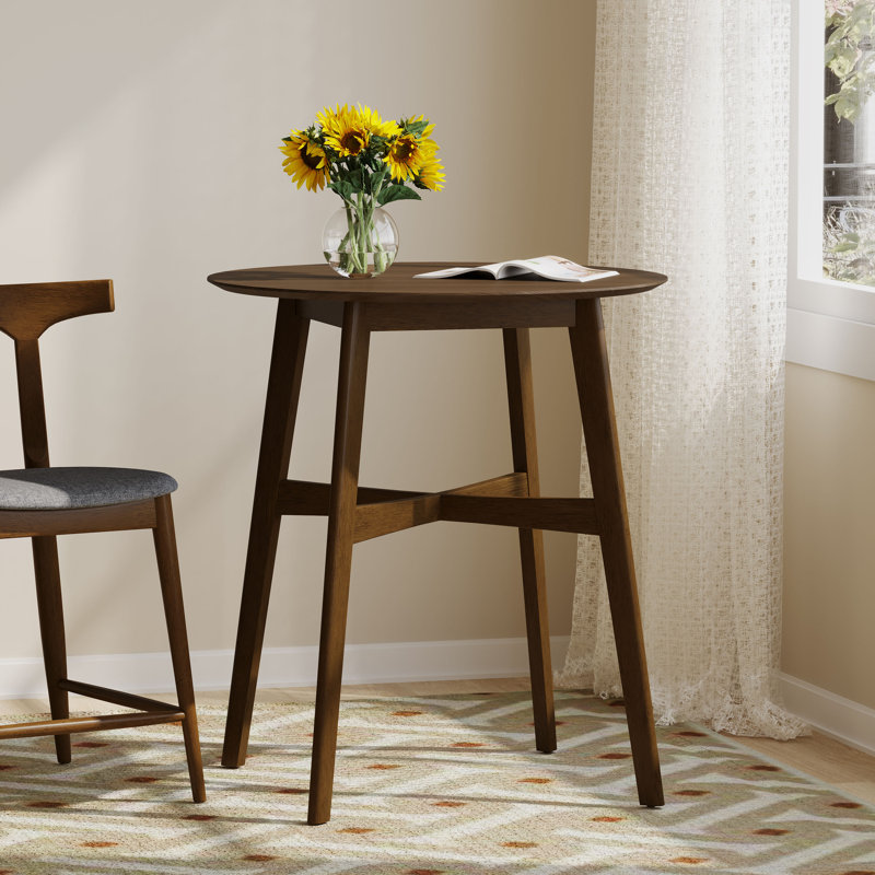 Table de salle à manger ronde, Noyer Naturel, L 35,4 po x L 35,4 po, Comptoir (hauteur de 36 po)