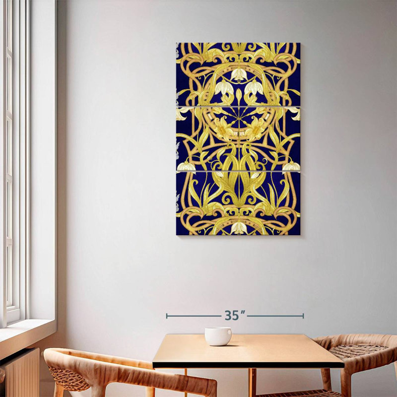 Kerner Retro Golden Flowers, 57" H x 36" W