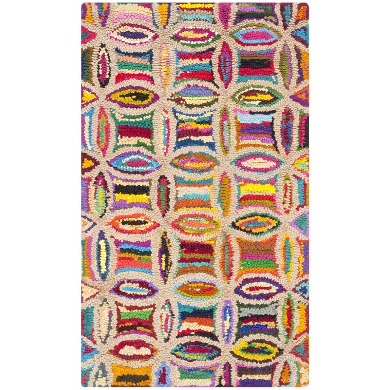 Anaheim Nantucket Hand Tufted Cotton/Jute Abstract Rug in Pink/Beige, Rectangle 2'3" x 4'