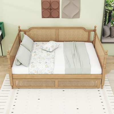 Rattan Daybed with Trundle and Slats