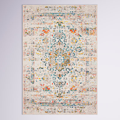 Felty Oriental Cream/Blue Area Rug